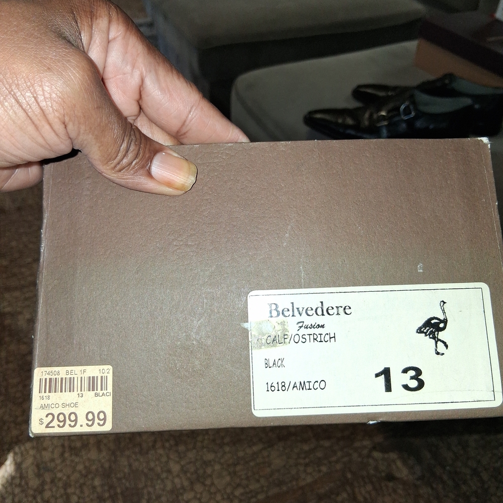 Genuine Black Leather Ostrich Dlb Shoes